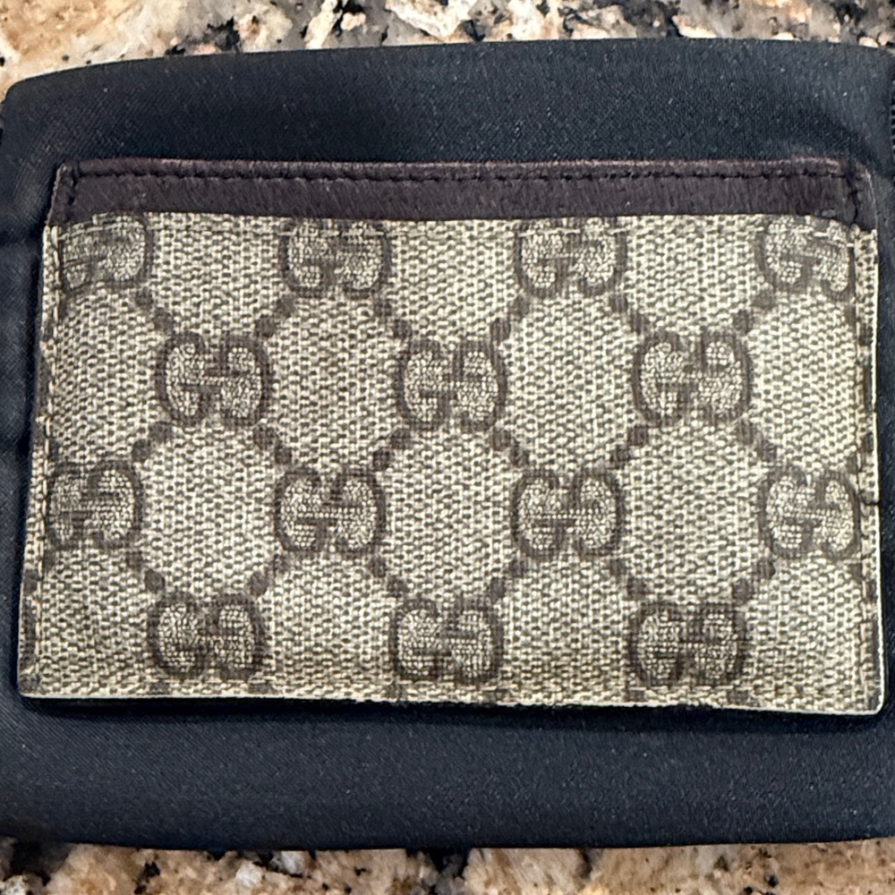 Gucci Beige and Brown Monogram Card Case